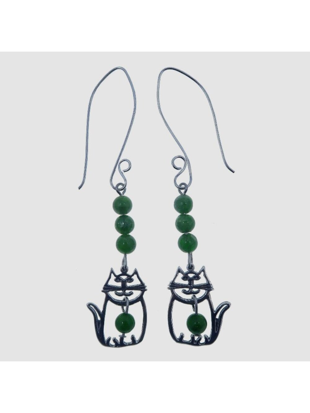 Green Chrome Diopside Earrings Sterling Silver Cat Jewelry Crying Stone Gift for
